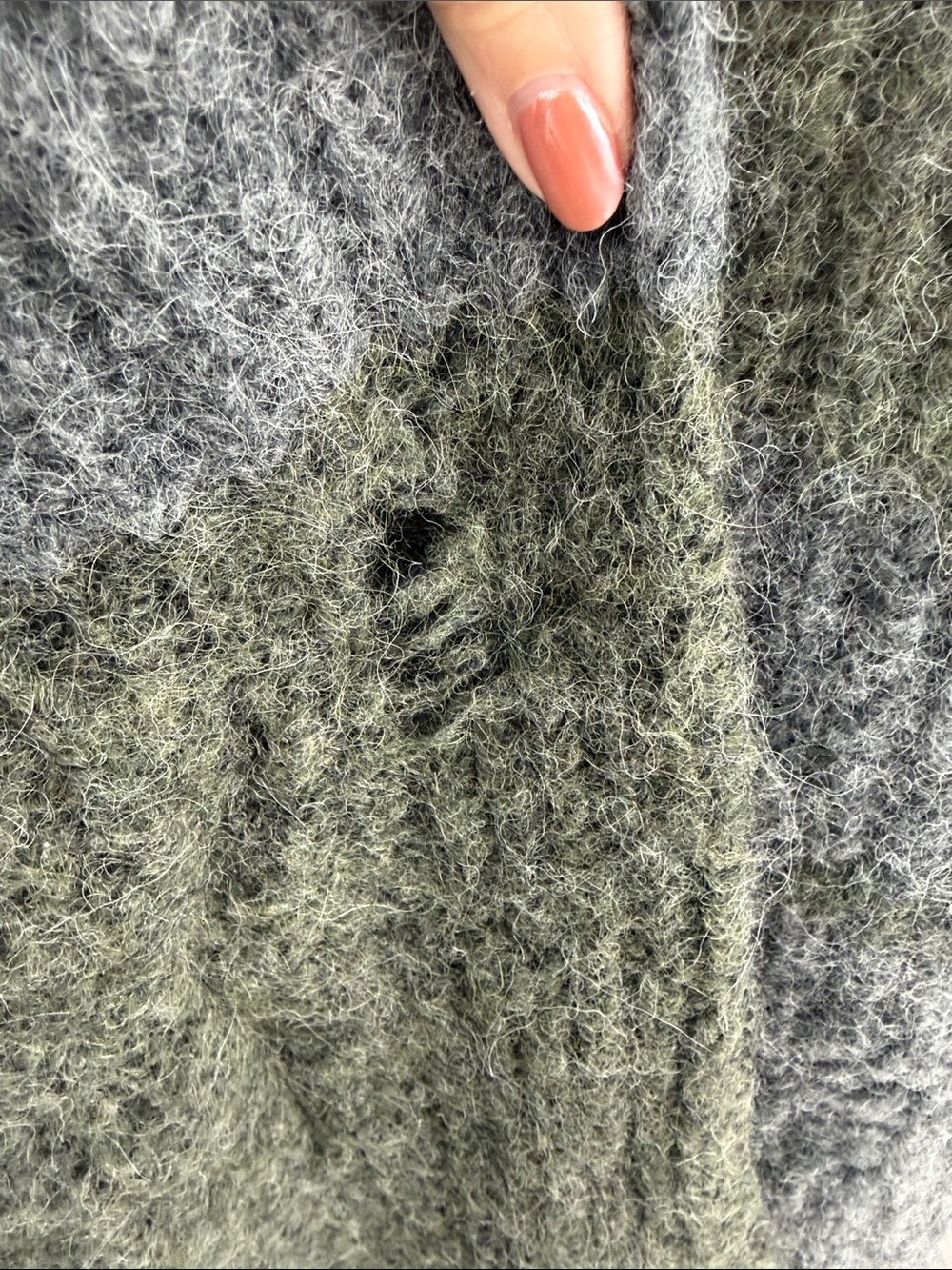 AllSaints Sur Crew Distressed Alpaca Wool Sweater Green Black XXL NWOT - Picture 6 of 11